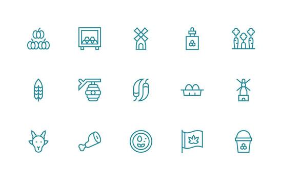 Farm Visual Pack containing 15 Regular Line Icons Well-Structured Icons for Creative Use vector