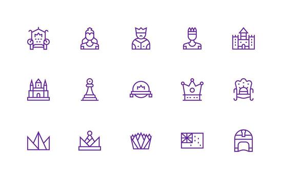 15 Icons for Royal in Regular Line Format Essential Icon Set for Teams vector