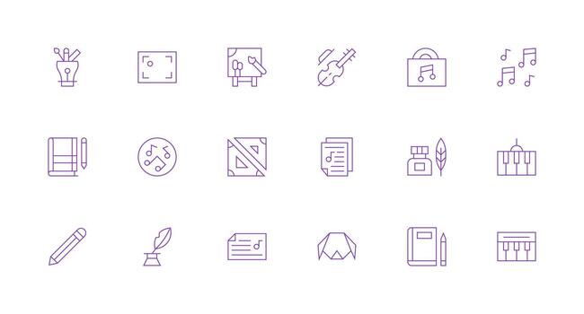 Composition Set with 18 Minimal Line Icons Scalable Icons for Cross-Platform Interfaces vector