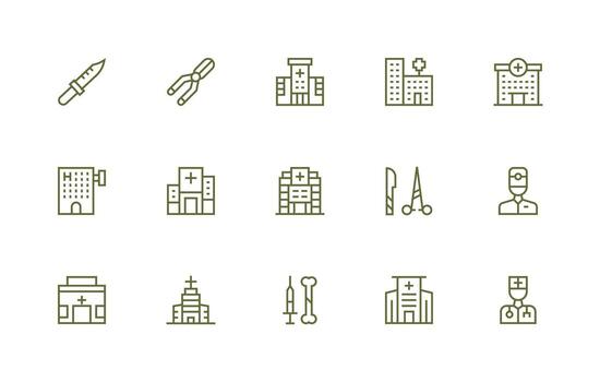 Surgery Icon Collection with 15 Regular Line Designs Scalable Icons for Cross-Platform Interfaces vector