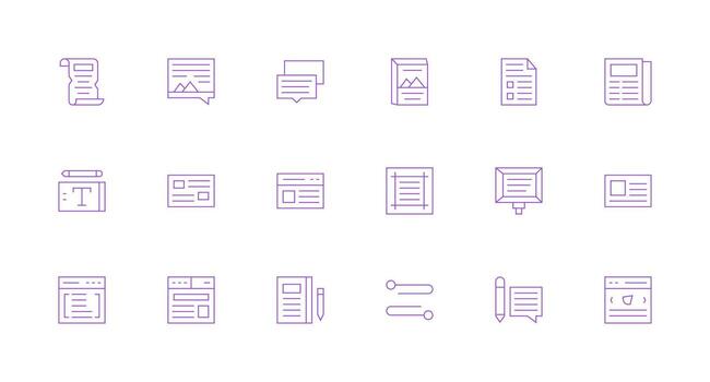 Paragraph Icon Set with 18 Minimal Line Graphics Icon Set for Projects vector