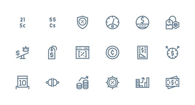 Value Icon Set with 18 Strong Stroke Line Graphics High-Resolution Icons for Any Platform vector