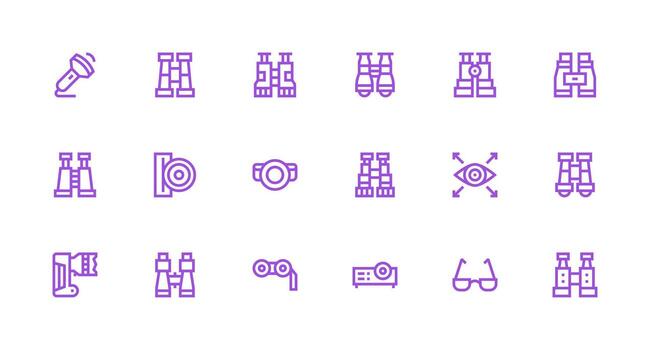 Strong Stroke Line Style Optical Icons with 18 Vectors Scalable Icons for All Themes