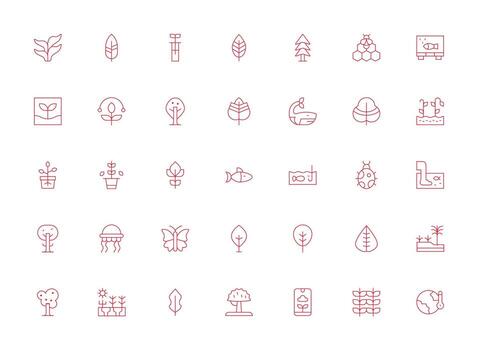 35 Light Line Icons for Ecosystem Graphics Interface Icon Collection for Daily Projects vector