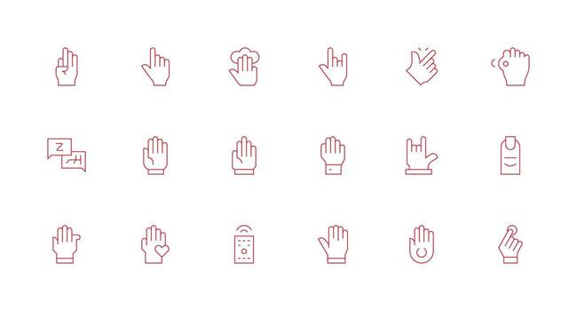 interactuar presentando 18 íconos en mínimo línea diseño organizado glifo íconos para rápido diseño vector