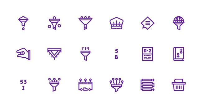 Sorting Set with 18 Strong Stroke Line Icons UI and UX Focused Icon Collection vector
