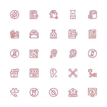 Not Allowed Set with 25 Medium Stroke Outline Icons Interface Icons for Daily Use vector