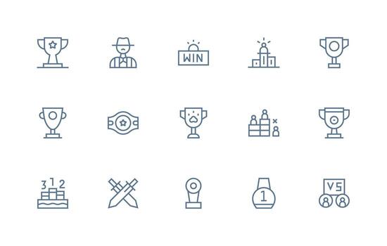 concurso icono colección con 15 regular línea diseños sensible icono conjunto para flexible diseños vector