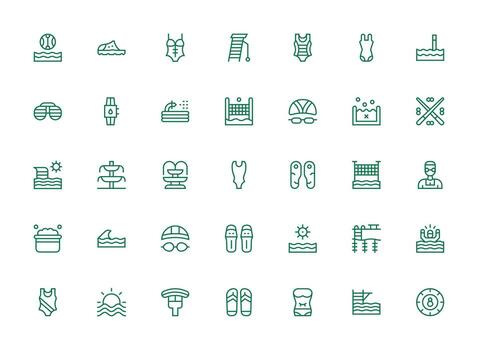 Pool featuring 35 Icons in Regular Clean Line Design Flexible Icon System for Web Interfaces vector