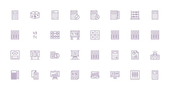 32 Numbers Icons in Thin Line Aesthetic Essential Icons for Rapid UI Building vector