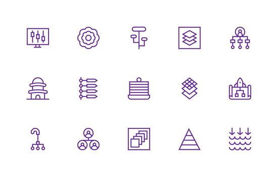 regular línea íconos desde niveles conjunto con 15 vectores moderno icono conjunto