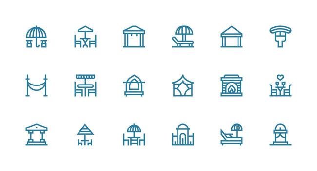 Strong Stroke Line Icons from Patio Set with 18 Vectors Web Icon Collection