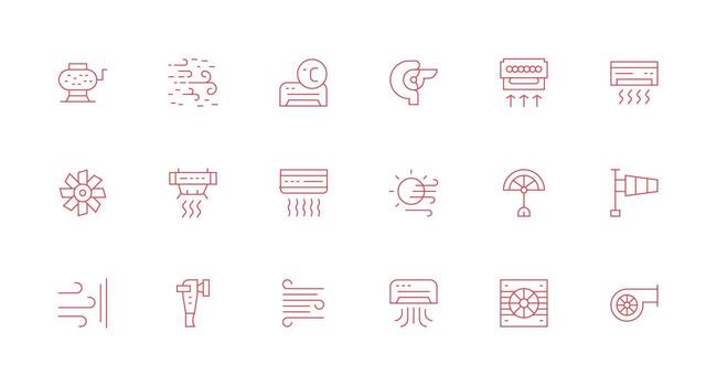 18 Minimal Line Style Icons from Airflow Collection Web and App Icon Pack Collection vector