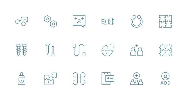 Join Icon Set with 18 Minimal Line Graphics Interface Icon Collection vector