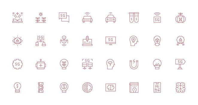 32 Icons for Innovation in Thin Line Format Balanced Icon Set for Functional Design vector
