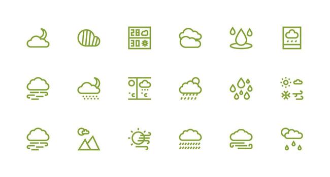 Strong Stroke Line Style Cloudy Icons with 18 Vectors Interface Icon Collection