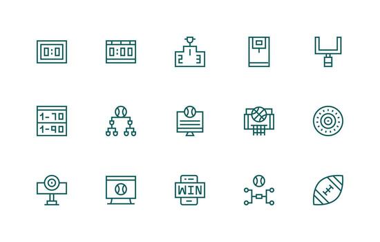 15 Regular Line Vectors for Scoreboard Theme Icon Set for Projects