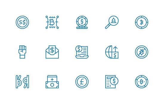 Digital Currency including 15 Regular Line Illustrations User Interface Icons for Digital Products vector