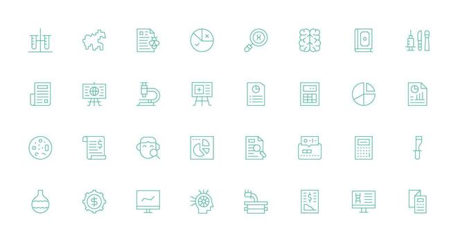 Thin Line Icons from Analysis Set with 32 Vectors Theme-Based Icon Pack
