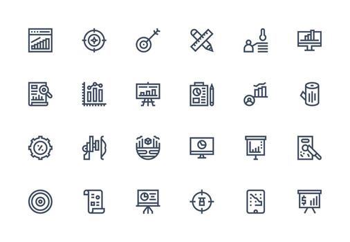 métrica conjunto con 24 grueso línea línea íconos esencial íconos para rápido ui edificio vector