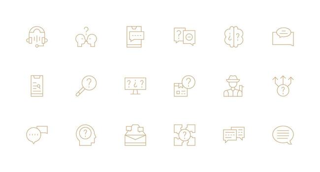 Minimal Line Style Inquiry Icons with 18 Vectors Multi-Purpose Icon Pack for Templates