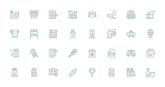 Supply Design Icons featuring 32 in Thin Line Style Icons Built for Visual Consistency Pack vector