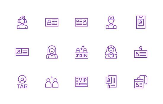Regular Line Style Membership Icons with 15 Vectors Well-Structured Icons for Creative Use