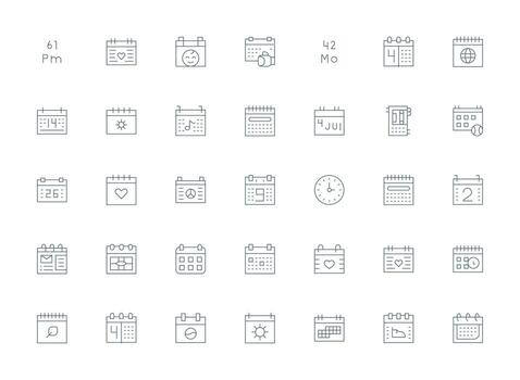 Light Line Icons from Date Set with 35 Vectors Icon Set