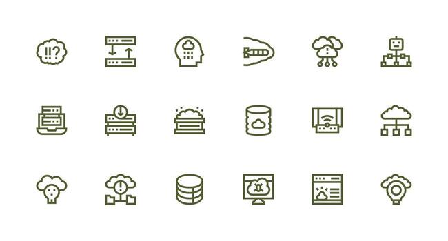 18 fuerte carrera línea diseños para nube informática íconos diseño icono colección vector