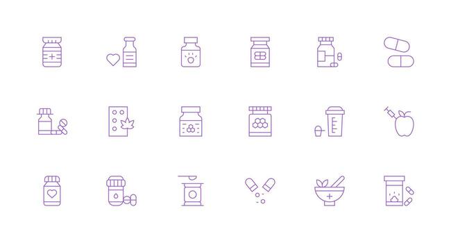 18 Minimal Line Icons for Supplement Graphics Fully Editable Icon Set for Web vector