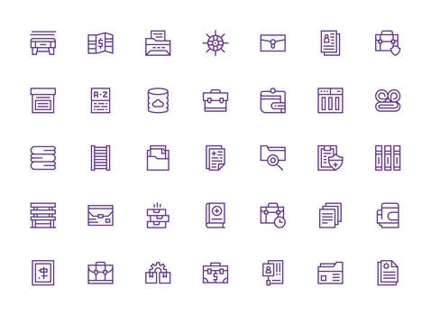 35 Icons for Documents in Regular Clean Line Format Neutral Style Icons for Any Project vector