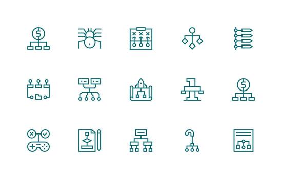 15 Regular Line Style Icons from Flowchart Collection Creative Icon Set vector