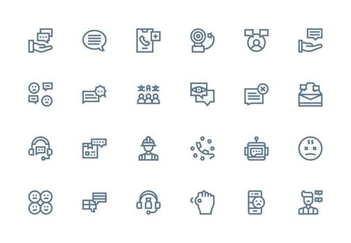 24 Response Icons in Thick Line Line Aesthetic Minimal Icon Set for Interface Projects vector