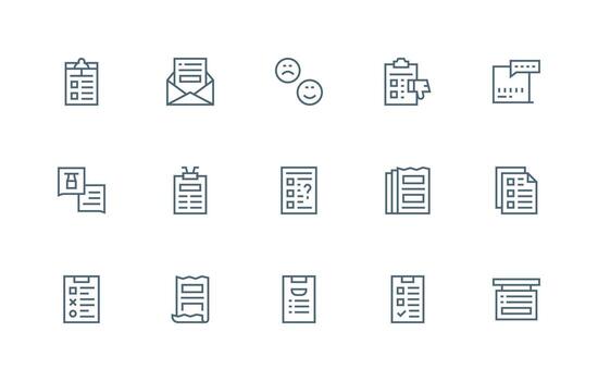 15 Icons for Questionnaire in Regular Line Format Scalable Icons for Cross-Platform Interfaces vector