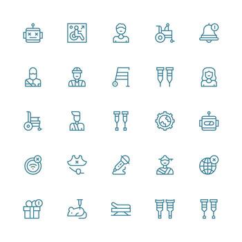 25 Medium Stroke Outline Icons for Disabled Graphics Interface Icon Collection for Daily Projects vector