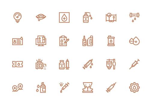 fluido icono conjunto con 24 grueso línea línea gráficos mínimo icono conjunto para interfaz proyectos vector