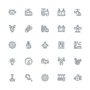 Engine Set with 25 Medium Stroke Outline Icons Sharp Icons for Presentations vector