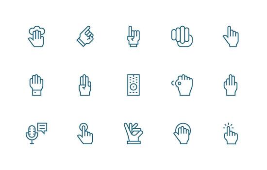 Interact featuring 15 Icons in Regular Line Design Organized Glyph Icons for Fast Design vector