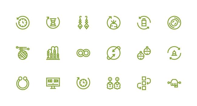 18 Strong Stroke Line Vectors for Loop Theme Icon Set for Apps