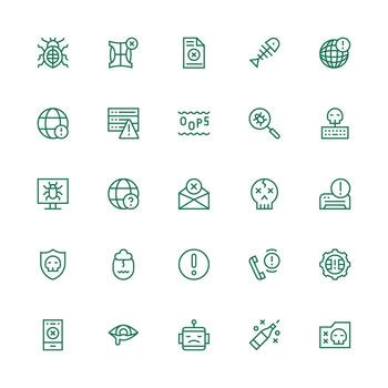 error presentando 25 íconos en medio carrera contorno diseño profesional icono paquete para desarrollo trabajo vector