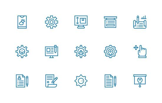 Modify Icon Collection with 15 Regular Line Designs Basic Icon Series vector