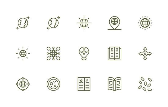 Spread Icon Set with 15 Regular Line Graphics Light Icon Series vector