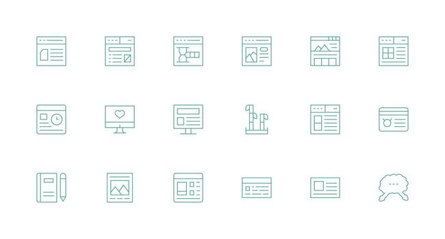 Blog conjunto con 18 mínimo línea íconos icono conjunto para proyectos vector