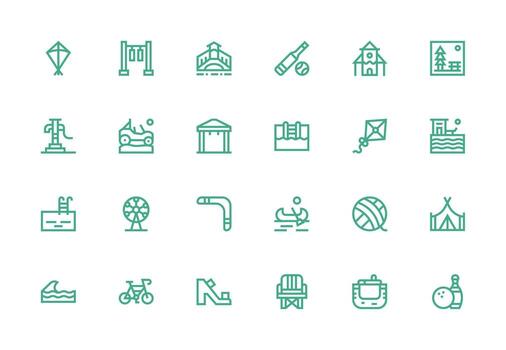 24 Thick Line Line Icons for Recreation Graphics Quick Access Icons for UI Development vector