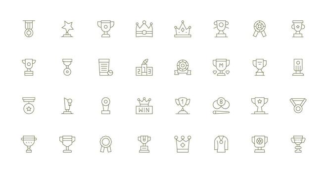 Winner Visual Pack containing 32 Thin Line Icons Minimal Icon Set for Interface Projects vector