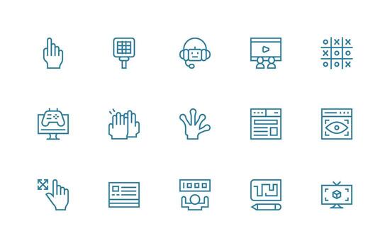 15 Icons for Interactive in Regular Line Format Interface Icon Collection for Daily Projects vector
