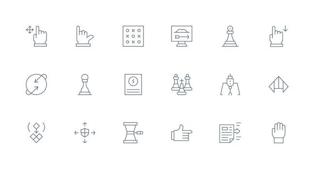 Move Icon Set with 18 Minimal Line Graphics Interface Icon Collection for Daily Projects vector