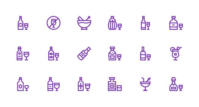 Spirits featuring 18 Icons in Strong Stroke Line Design Fully Editable Icon Set for Web vector