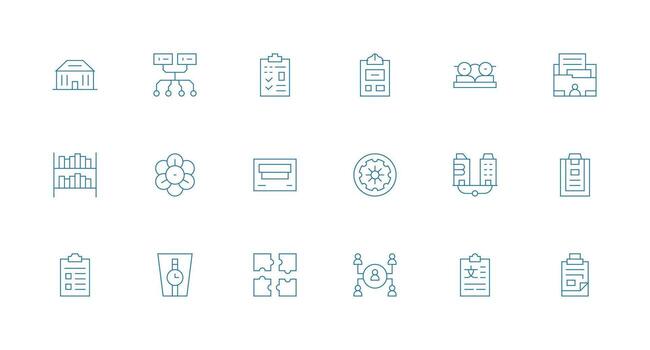 organización icono conjunto con 18 mínimo línea gráficos píxel Perfecto íconos para moderno aplicaciones vector