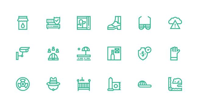 Protection Visual Pack containing 18 Strong Stroke Line Icons Interface Icon Collection for Daily Projects vector
